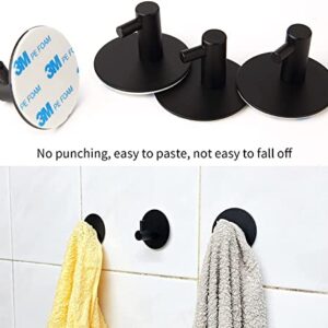 KINMINGZHU 2pcs Black Self Adhesive Hooks, Self Adhesive Wall Mounted Hanger，No Drill No Screw for Key Coat Towel for Kitchen Bathroom Toilet