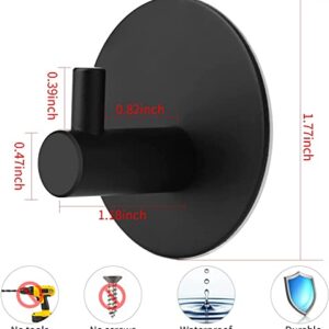 KINMINGZHU 2pcs Black Self Adhesive Hooks, Self Adhesive Wall Mounted Hanger，No Drill No Screw for Key Coat Towel for Kitchen Bathroom Toilet