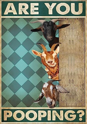 Luoboken Funny Metal Tin Signs Funny Goat Signs, are You Pooping Signs, Nice Wall Art, Your Napkins Signs, Farming Animal Lovers Gift, Goat Lover Signs Metal Sign for Kitchen 8X12inch