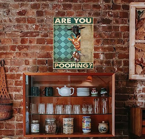 Luoboken Funny Metal Tin Signs Funny Goat Signs, are You Pooping Signs, Nice Wall Art, Your Napkins Signs, Farming Animal Lovers Gift, Goat Lover Signs Metal Sign for Kitchen 8X12inch