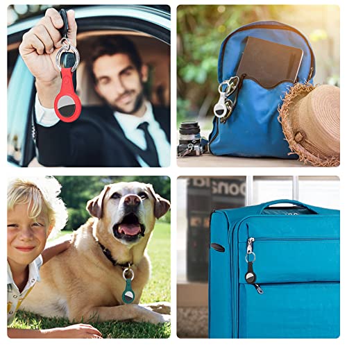 AirTag Keychain for Apple Airtags Holder, 4 Pack Protective PU Leather Airtags Case Tracker Cover with Air Tag Holder, Finder Items for Dogs, Keys, Backpacks, Multi-Color Airtag Accessories (Style A)