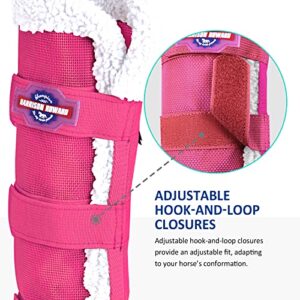 Harrison Howard Horse Fly Boots Summer Protection with Fleece Trim to Eliminate Rubbing Comfortable and Ventilating Mesh Leg Guards Set of 4 Magenta M