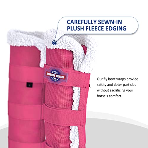 Harrison Howard Horse Fly Boots Summer Protection with Fleece Trim to Eliminate Rubbing Comfortable and Ventilating Mesh Leg Guards Set of 4 Magenta M