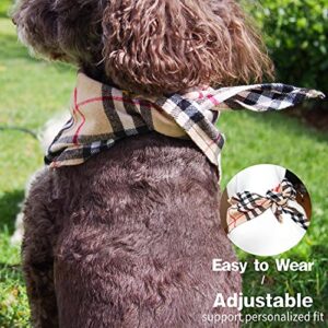 Adjustable Plaid Dog Bandanas,1PC Soft Washable Cotton Triangle Bib Kerchief Scarfs for Small Medium Large Dogs and Cats (Blue, Large)