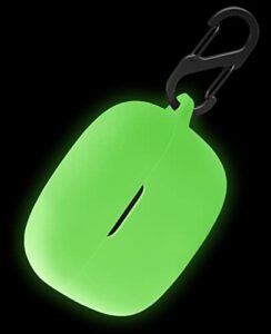 geiomoo silicone case compatible with jbl vibe 200tws, protective cover with carabiner (luminous green)