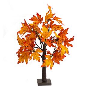 dazzle bright 24 inch lighted thanksgiving fall maple tree decor, 24 led battery operated decorations artificial tree with timer for indoor home room holiday xmas party