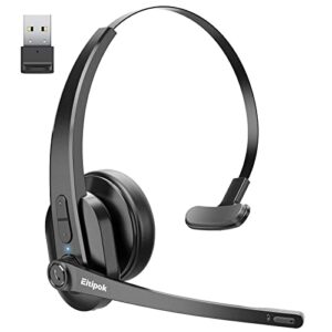 eitipok bluetooth headset, bluetooth trucker headset with noise canceling mic, on ear bluetooth headphones for cell phone/pc/tablet/laptop/computer, hands free headset for trucker/business/students