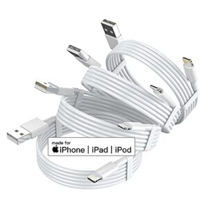 4pack [apple mfi certified] iphone charger 6ft lightning cable, 6 feet long usb fast charging cord for apple iphone 13 12 pro max 11 xs xr x 8 7 6 5 ipad mini air pods-2m(original white)