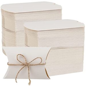 manchap 200 pcs 3.5 x 2.5 inch white kraft paper pillow boxes, small white pillow candy box with 2m jute twines, pillow gift boxes thank you treat boxes for party favors, proposal, wedding