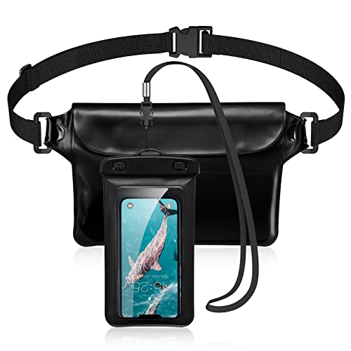 Trakxy Waterproof Phone Pouch Compatible with iPhone 13 12 11 Pro Max Xs Max Samsung Galaxy S22 Ultra etc Smartphones [4.7-6.9 Inch], IPX8 Waterproof Bag fit for Swimming, Boating and Beach-Black