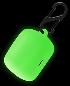 geiomoo silicone case compatible with sony linkbuds wf-l900, protective cover with carabiner (luminous green)