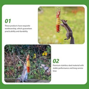 Happyyami Outdoor Toys Bird Food Holder Squirrel Feeders Foraging Toy Stainless Steel Hanging Bird Feeders Pet Veggie Feeder Toys for Small Parakeets Love Birds Finches Squirrel Feeder