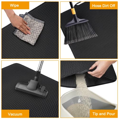 Cat Litter Mat Trapping Litter Box With Handles Honeycomb Double Layer Design - Super Size,Kitty Box Litter Mats for Floor Non-Slip Waterproof Urine Proof Easy Clean Scatter Control,22.5"x 29.6"