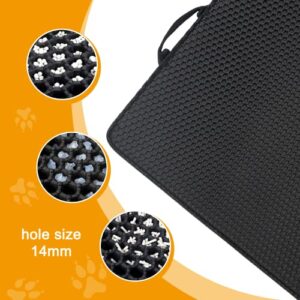 Cat Litter Mat Trapping Litter Box With Handles Honeycomb Double Layer Design - Super Size,Kitty Box Litter Mats for Floor Non-Slip Waterproof Urine Proof Easy Clean Scatter Control,22.5"x 29.6"