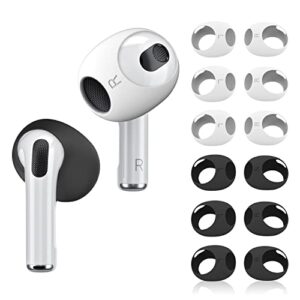 [6 pairs] for airpods 3 ear tips covers【 fit in the charging case】, aibeamer silicone anti-slip/dust ear covers accessories compatible with apple airpods 3 (2021) -black/white