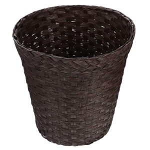 angoily laundry storage bucket natural paper woven baskets round trash can garbage bin basket woven waste basket laundry buckets organizer home decoration (coffee) tall wicker basket
