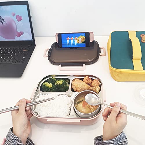 GYYGRY Lunch Box Stainless Steel Bento Box With Insulated Bag and Cutlery,1500ml,4 Compartments,Big Bento Box for adults and Work,Lunch Container Set