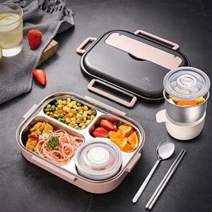 GYYGRY Lunch Box Stainless Steel Bento Box With Insulated Bag and Cutlery,1500ml,4 Compartments,Big Bento Box for adults and Work,Lunch Container Set