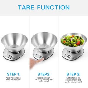 BAGAIL Basics Bathroom Scale + Kitchen Scale, Premium Large Display Backing Scale Food Weighing Scale with Stainless Steel Mixing Bowl