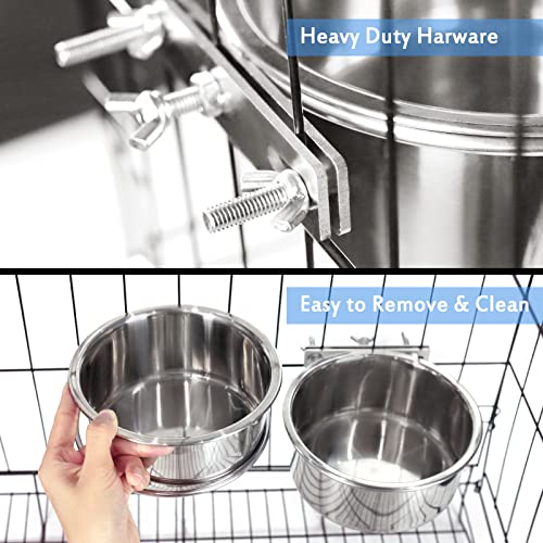 Kennel Water Bowl, 2 Packs No Spill Hanging Cage Crate Bowl for Cat, Small Dog Feeder -2 Cups / 1 Pint