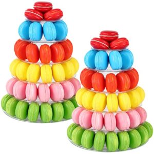 juexica 6 tiers round macaron tower stand 2 pieces plastic cake display rack macaron display wedding cupcake stand food serving stands clear dessert stands for wedding baby shower birthday decor