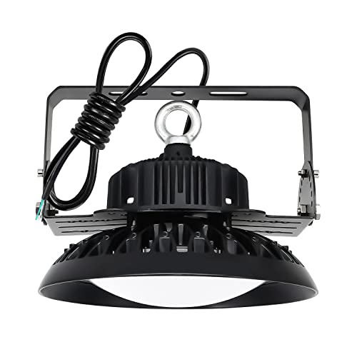 Deojoy UFO LED High Bay Light 100W (14000LM) 6000K Daylight, 350W HID/HPS Equivalent,IP65 Waterproof LED Warehouse Lights, Commercial Shop Workshop Garage Factory Area Lighting Fixture (100W)