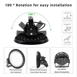 Deojoy UFO LED High Bay Light 100W (14000LM) 6000K Daylight, 350W HID/HPS Equivalent,IP65 Waterproof LED Warehouse Lights, Commercial Shop Workshop Garage Factory Area Lighting Fixture (100W)