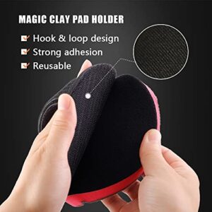 Clay Bar Pad, 6 Inch Mid Grade,1Pc Handle Grip Pad and 1 Pc Clay Bar Applicator, Synthetic Clay Bar Pad for DA Polisher and Rotary Polisher for Car Detailing, Clay Bars Auto Detailing -CHMLP6MA