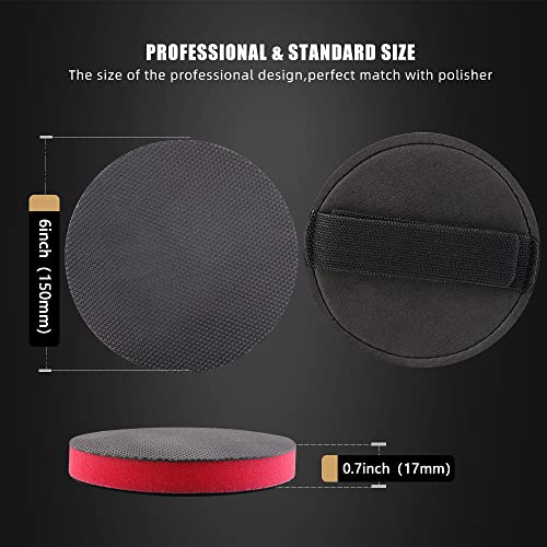 Clay Bar Pad, 6 Inch Mid Grade,1Pc Handle Grip Pad and 1 Pc Clay Bar Applicator, Synthetic Clay Bar Pad for DA Polisher and Rotary Polisher for Car Detailing, Clay Bars Auto Detailing -CHMLP6MA