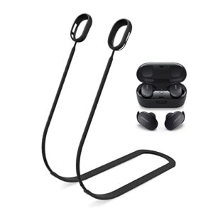 woocon for bose quietcomfort eaebuds strap, soft silicone sports anti lost strap lanyard special anti-slip texture design accessories compatible with bose quietcomfort earbuds neck rope cord(black)