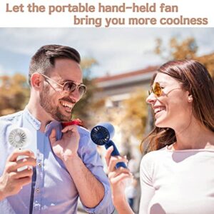 HITNEXT Mini Handheld Fan, Portable Handheld Fan Personal Small Fan 2000mAh Battery Operated, 3 Speed USB Rechargeable Fan for Travel Home Office Outdoor (Blue)