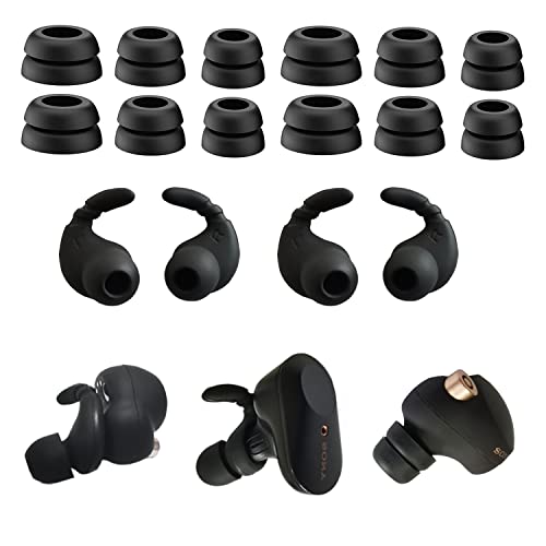 Luckvan Double Flange Ear Tips for Sony WF-1000XM4/1000XM3/WF-C500/WF-C700N Earbuds Tips Replacement Ear Hooks for Sony Earbuds Beast Ear Buds Wingtip Fit in Case Black