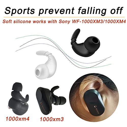 Luckvan Double Flange Ear Tips for Sony WF-1000XM4/1000XM3/WF-C500/WF-C700N Earbuds Tips Replacement Ear Hooks for Sony Earbuds Beast Ear Buds Wingtip Fit in Case Black