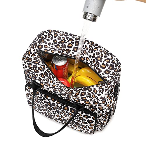 SAIDKOCC Insulated Lunch Bag 26 Cans Adult Women Extra Large Leak Proof Tote Cooler Bag and Shoulder Strap Pad for Office/Work/Picnic (Leopard)