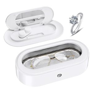 ultrasonic cleaner jewelry cleaner,mankiw portable professional jewelry cleaner ultrasonic machine with stainless steel tank for cleaning jewelry eyeglasses watches shaver heads(white)
