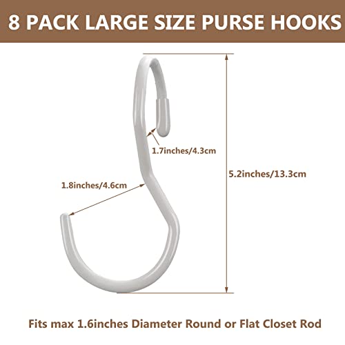 Gutapo 8 Pack White Purse Hanger for Closet Large S Hooks Twist Design Hanger for Hanging Handbags Belts Scarves Hats Clothes Planter Cups Pans and Pots