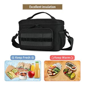 HUNTVP Tactical Lunch Bag for Men Women Adult Insulated Lunch Box Large Durable Leakproof Cooler Tote for Work Office Travel Lunchpail (Black)