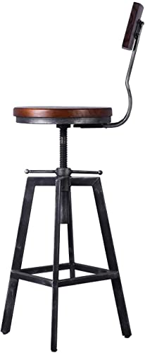 FUBIRUO 3 Piece Industrial Adjustable Bar Table Set, Kitchen Counter Height Dining Table with 2 Stools,Machinist Bar Table and Chairs Set, Bar Height Bistro Table and Swivel Pub Stools Pub Table Set