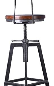 FUBIRUO 3 Piece Industrial Adjustable Bar Table Set, Kitchen Counter Height Dining Table with 2 Stools,Machinist Bar Table and Chairs Set, Bar Height Bistro Table and Swivel Pub Stools Pub Table Set