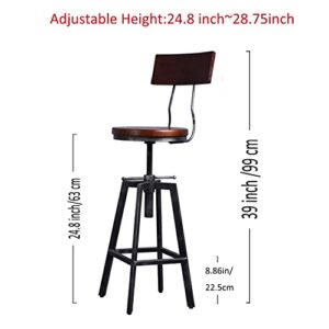 FUBIRUO 3 Piece Industrial Adjustable Bar Table Set, Kitchen Counter Height Dining Table with 2 Stools,Machinist Bar Table and Chairs Set, Bar Height Bistro Table and Swivel Pub Stools Pub Table Set