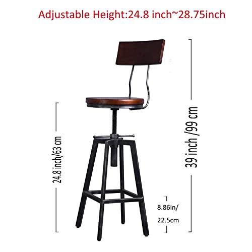 FUBIRUO 3 Piece Industrial Adjustable Bar Table Set, Kitchen Counter Height Dining Table with 2 Stools,Machinist Bar Table and Chairs Set, Bar Height Bistro Table and Swivel Pub Stools Pub Table Set