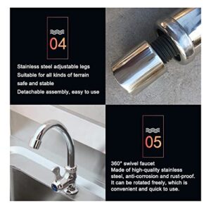 WDNMDY Free Standing 201 Stainless Steel Commercial Sink with Faucet Utility Sink Outdoor Sink Single Bowl Laundry Utility Room Sinks for Indoor Bathroom Restaurant, 60*60*80cm