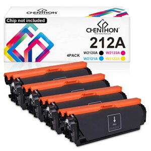 chenphon remanufactured toner cartridge replacement for hp 212a丨w2120a w2121a w2122a w2123a for color laserjet enterprise m554 m555 mfp m578 flow mfp m578 series printer - no chip [kcmy-4pack]