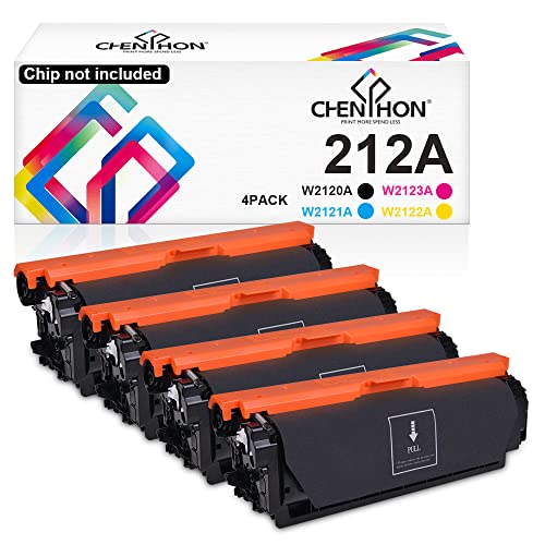 CHENPHON Remanufactured Toner Cartridge Replacement for HP 212A丨W2120A W2121A W2122A W2123A for Color Laserjet Enterprise M554 M555 MFP M578 Flow MFP M578 Series Printer - NO CHIP [KCMY-4Pack]