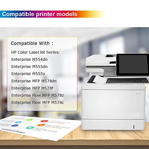 CHENPHON Remanufactured Toner Cartridge Replacement for HP 212A丨W2120A W2121A W2122A W2123A for Color Laserjet Enterprise M554 M555 MFP M578 Flow MFP M578 Series Printer - NO CHIP [KCMY-4Pack]