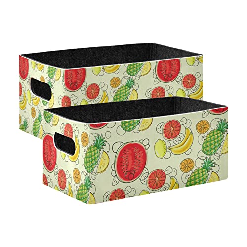 Exotic Fruits Storage Basket Felt Storage Bin Collapsible Closet Baskets Convenient Box Organizer for Kids Bedroom Magazine