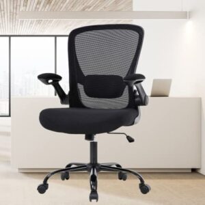 Home Office Chair Ergonomic Computer Desk Chair Mesh Adjustable Height Arbitrary Rolling Swivel Task Chair Executive Chair with Lumbar Support and Armrests for Women Adults, Black