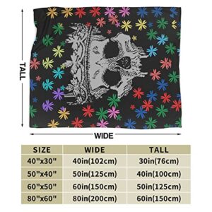 Sofevaim Halloween Blanket, Birthday Gift for Women Lover Blanket, Skull Blanket with Colorful Flowers, Fall Christmas Soft Warm Bedding Plush Throw Blanket for Sofa Bed Couch 60" x 50''