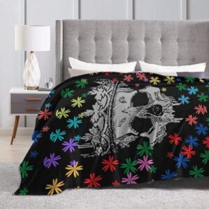 Sofevaim Halloween Blanket, Birthday Gift for Women Lover Blanket, Skull Blanket with Colorful Flowers, Fall Christmas Soft Warm Bedding Plush Throw Blanket for Sofa Bed Couch 60" x 50''