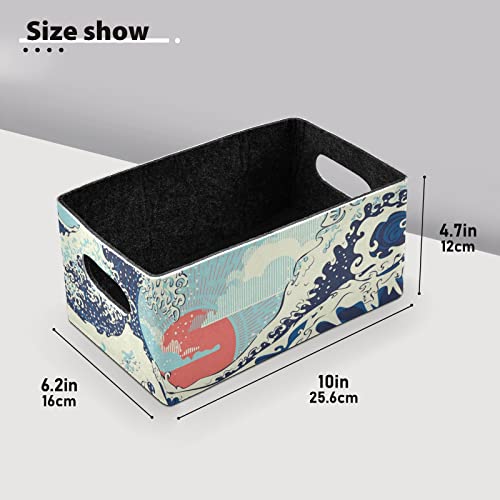 Stormy Ocean Storage Basket Felt Storage Bin Collapsible Towel Storage Decorative Baskets Organizer for Clothes Towels Magazine